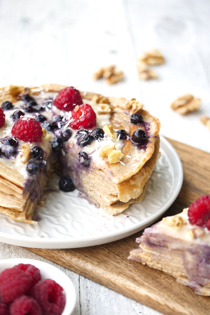 Sugar free pancake cake for the healthy family breakfast