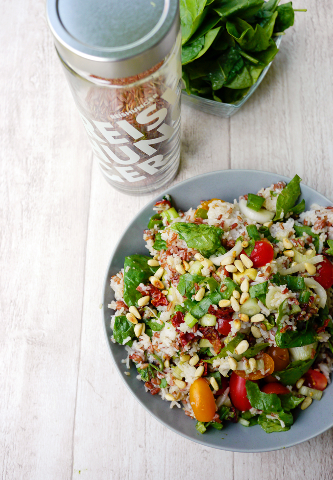 Colorful rice salad for barbecue